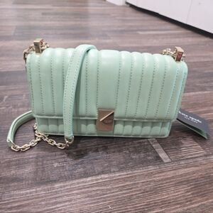 Kate Spade Deco Quilted Mini Flap Chain Crossbody KI763 XRN Pistachio Ice Cream